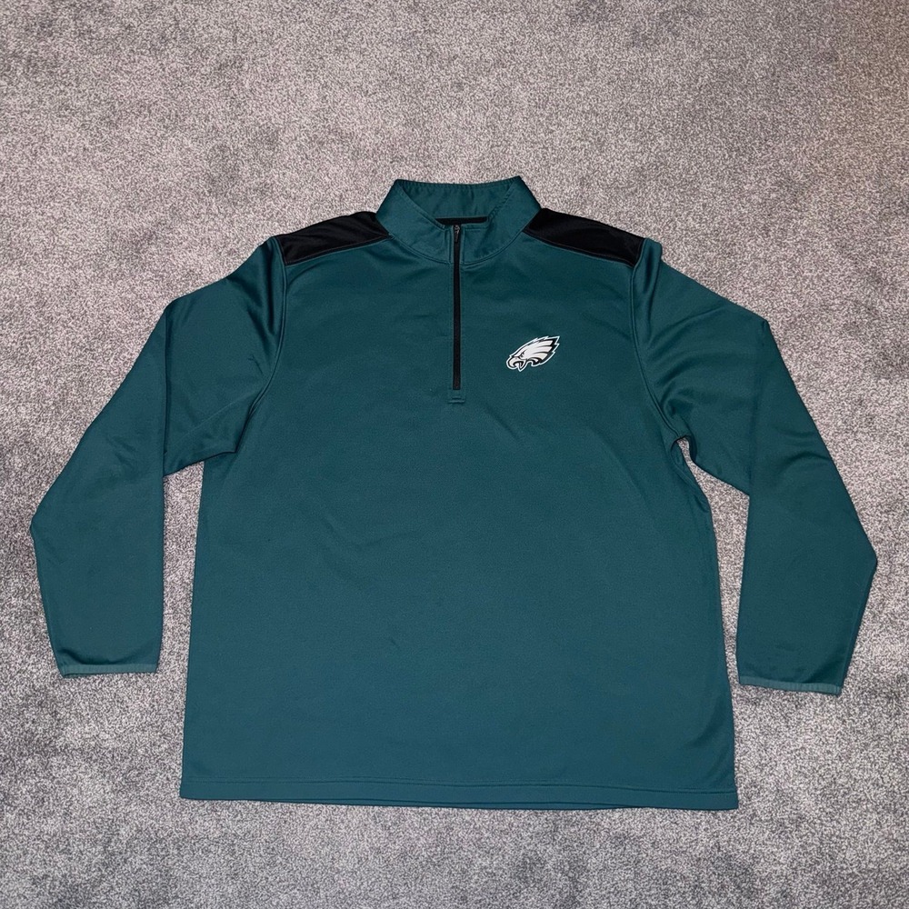 Philadelphia Eagles NFL Men's Quarter Zip Pullover Green w/ Black Panels - 2XL